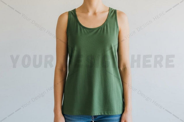 Green solid tank top Mock Up Photo Regulrcrative 
