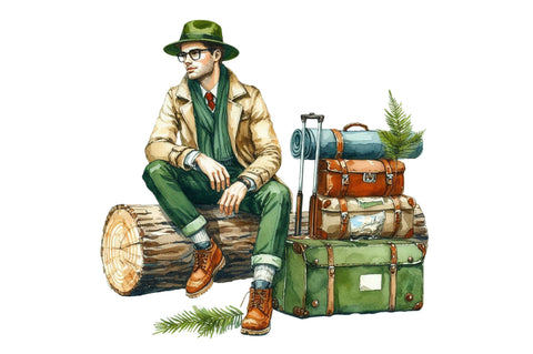 Green Spring Travel Watercolor Clipart Sublimation SVGista 