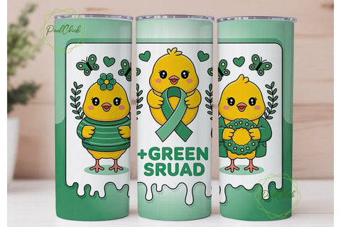 Green Squad Chick 20oz Tumbler Wrap Sublimation PixelChick 