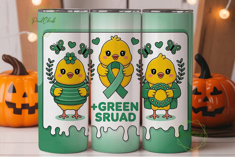 Green Squad Chick 20oz Tumbler Wrap Sublimation PixelChick 