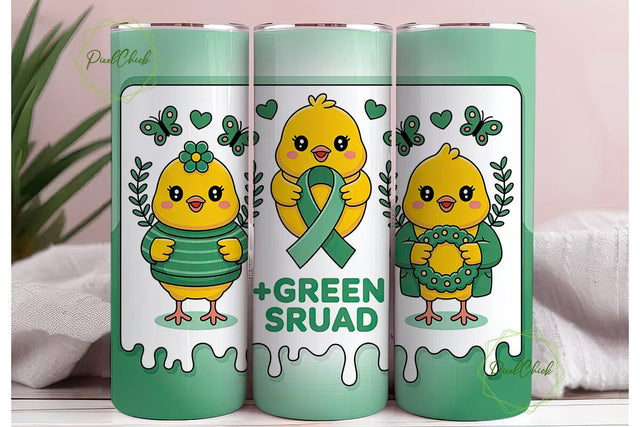 Green Squad Chick 20oz Tumbler Wrap Sublimation PixelChick 