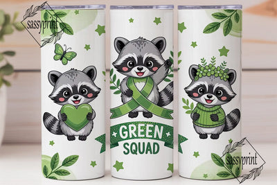 Green Squad Raccoon 20oz Tumbler Wrap Sublimation sassyprint 