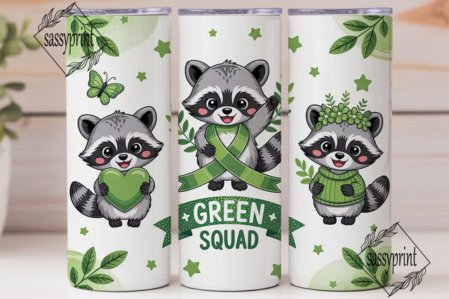 Green Squad Raccoon 20oz Tumbler Wrap Sublimation sassyprint 