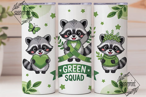Green Squad Raccoon 20oz Tumbler Wrap Sublimation sassyprint 