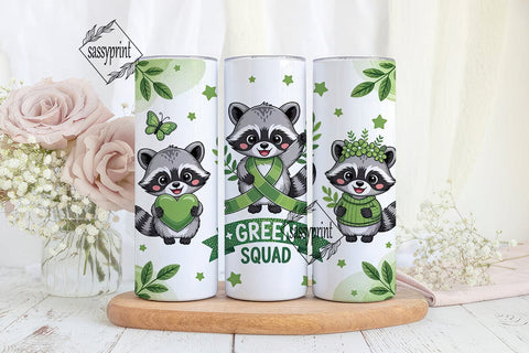 Green Squad Raccoon 20oz Tumbler Wrap Sublimation sassyprint 