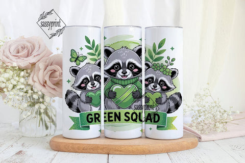 Green Squad Raccoon 20oz Tumbler Wrap Sublimation sassyprint 