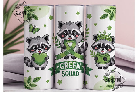Green Squad Raccoon 20oz Tumbler Wrap Sublimation sassyprint 