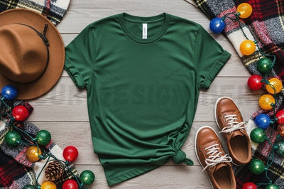 Green t-shirt holiday mockup design Mock Up Photo Designangry 