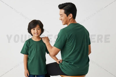 Green t-shirt matching father and son set Mock Up Photo Regulrcrative 