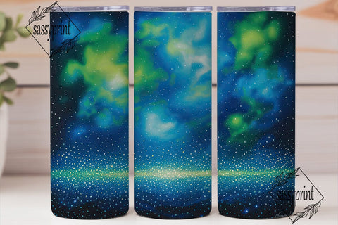 Green Teal Galaxy 20oz Tumbler Wrap Sublimation sassyprint 