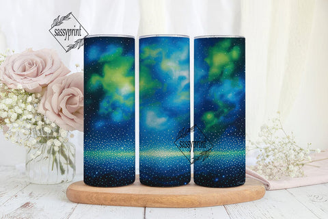Green Teal Galaxy 20oz Tumbler Wrap Sublimation sassyprint 