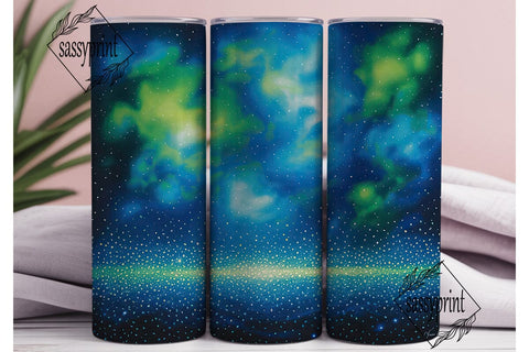 Green Teal Galaxy 20oz Tumbler Wrap Sublimation sassyprint 