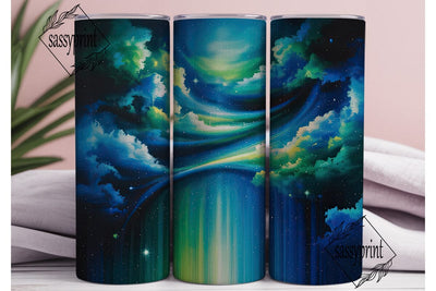 Green Teal Galaxy 20oz Tumbler Wrap Sublimation sassyprint 