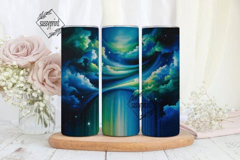 Green Teal Galaxy 20oz Tumbler Wrap Sublimation sassyprint 