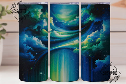 Green Teal Galaxy 20oz Tumbler Wrap Sublimation sassyprint 