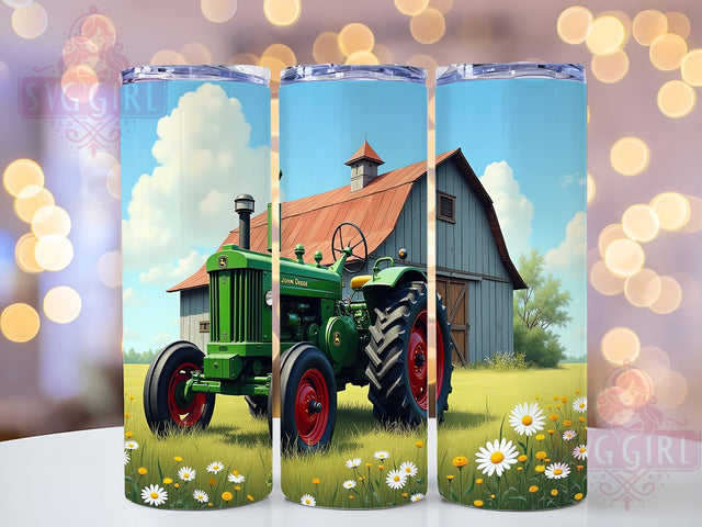 Green Tractor Farm 20oz Tumbler, Farm Barn Wrap, 20oz Sublimation Wrap, Country Farmer Cup, Rustic Tractor Design, Vintage Farm Scene, Agriculture Tumbler Sublimation SvggirlplusArt 