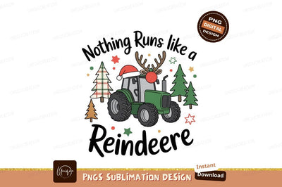 Green tractor with reindeer antlers and santa hat christmas Sublimation Designangry 