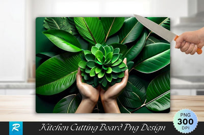 Green Tree on Hand Green Business Idea Background Cutting Board Sublimation Regulrcrative 