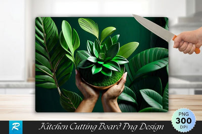 Green Tree on Hand Green Business Idea Background Cutting Board Sublimation Regulrcrative 