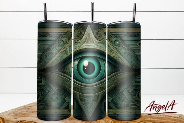 Green tumbler / Evil eye tumbler wrap png / third eye png Sublimation Angelina Semenova 