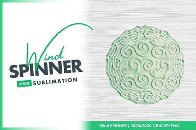 Green Wind Spinner Round Png Design on Wood Grain Background Sublimation Regulrcrative 