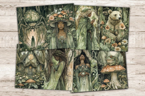 Green Witch Junk Journal Paper | Dark Witch Printable SVG GlamArtZhanna 