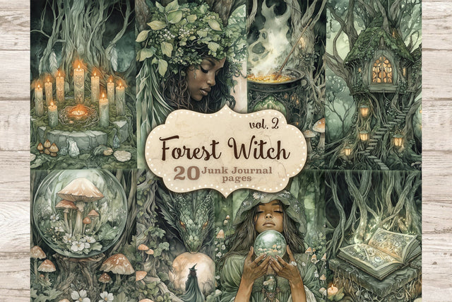 Green Witch Junk Journal Paper | Dark Witch Printable SVG GlamArtZhanna 