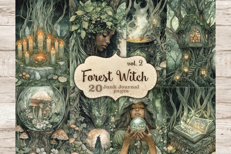 Green Witch Junk Journal Paper | Dark Witch Printable SVG GlamArtZhanna 