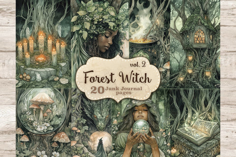 Green Witch Junk Journal Paper | Dark Witch Printable SVG GlamArtZhanna 