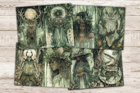Green Witch Junk Journal Paper | Dark Witch Printable SVG GlamArtZhanna 