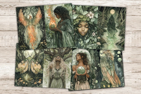 Green Witch Junk Journal Paper | Dark Witch Printable SVG GlamArtZhanna 