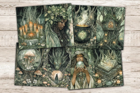 Green Witch Junk Journal Paper | Dark Witch Printable SVG GlamArtZhanna 