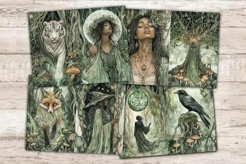 Green Witch Junk Journal Paper | Dark Witch Printable SVG GlamArtZhanna 