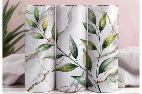 Greenery Marble 20oz Tumbler Wrap Sublimation PixelChick 