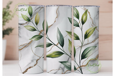 Greenery Marble 20oz Tumbler Wrap Sublimation PixelChick 