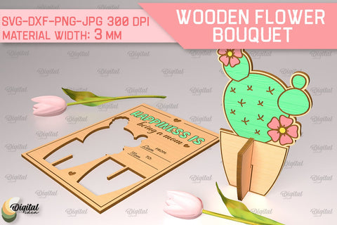 Greeting Card Laser Cut Bundle. Wooden Flower Bouquet SVG SVG Evgenyia Guschina 