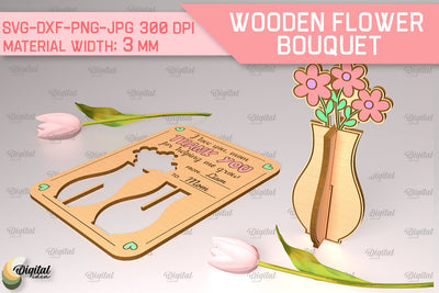 Greeting Card Laser Cut. Wooden Flower Bouquet SVG SVG Evgenyia Guschina 