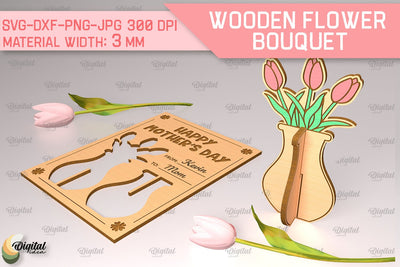 Greeting Card Laser Cut. Wooden Flower Bouquet SVG SVG Evgenyia Guschina 