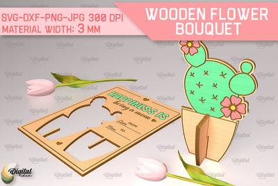 Greeting Card Laser Cut. Wooden Flower Bouquet SVG SVG Evgenyia Guschina 