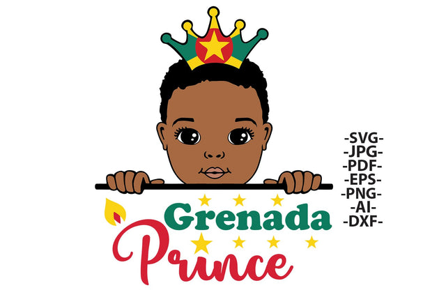 Grenada Prince Afro Boy SVG PNG JPG EPS PDF AI DXF Clipart Crown Caribbean Heritage Sublimation Design for Shirt and Crafts SVG 1uniqueminute 