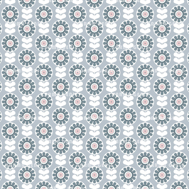 Grey And Pink Retro Modern Mid Century Daisy Flowers Pattern Digital Paper Digital Pattern Karma Genie Graphics 