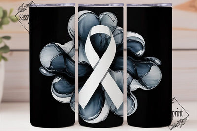 Grey Awareness Ribbon Tumbler Wrap Sublimation sassyprint 