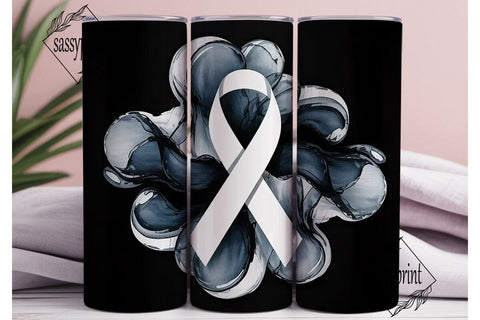 Grey Awareness Ribbon Tumbler Wrap Sublimation sassyprint 