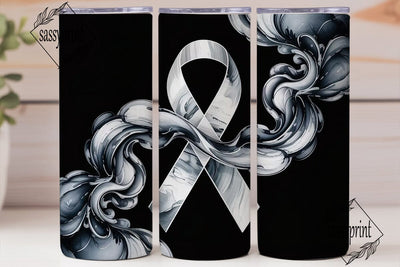 Grey Awareness Ribbon Tumbler Wrap Sublimation sassyprint 