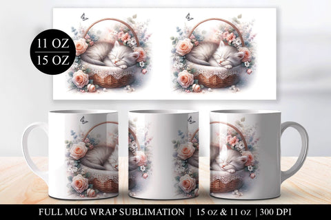 Grey Kitten 11 & 15oz Full Mug Wrap Sublimation Design PNG Sublimation BijouBay 