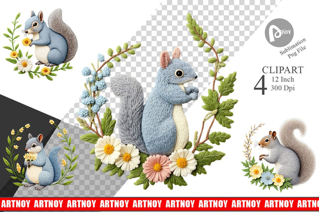 Grey Squirrel Clipart Sublimation artnoy 
