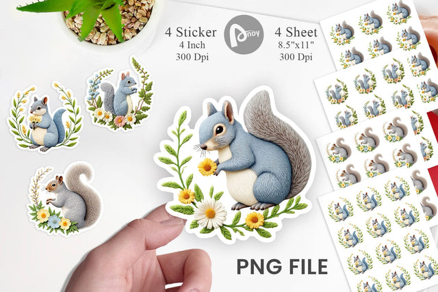 Grey Squirrel Sticker Sublimation artnoy 