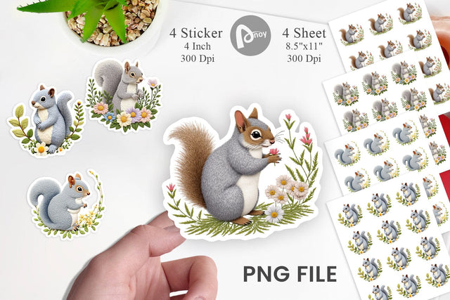 Grey Squirrel Sticker Sublimation artnoy 