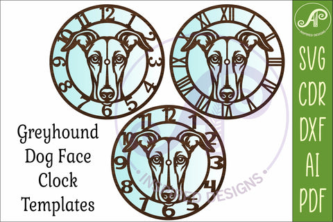 Greyhound Dog clock wall clock laser cut file 1 SVG APInspireddesigns 