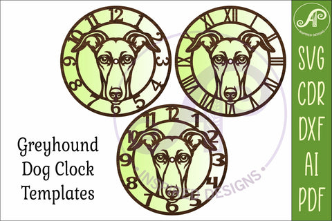Greyhound Dog clock wall clock laser cut file 2 SVG APInspireddesigns 